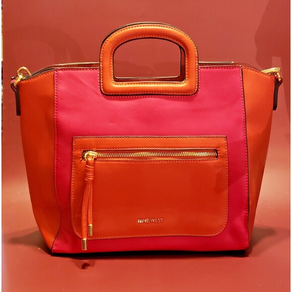 Nine West Pink and Orange Chelsea Triple Compartment Tote, Satchel, Shoulder Bag - Picture 3 of 8